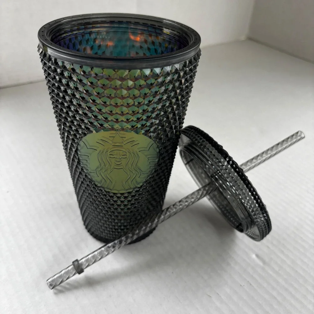 Starbucks Black Oil Slick‎ Iridescent Studded Venti Tumbler 24oz Bling Cold Cup